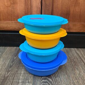 Tupperware Crystalwave Microwavable Bowls with Vented Lids – Set of 4